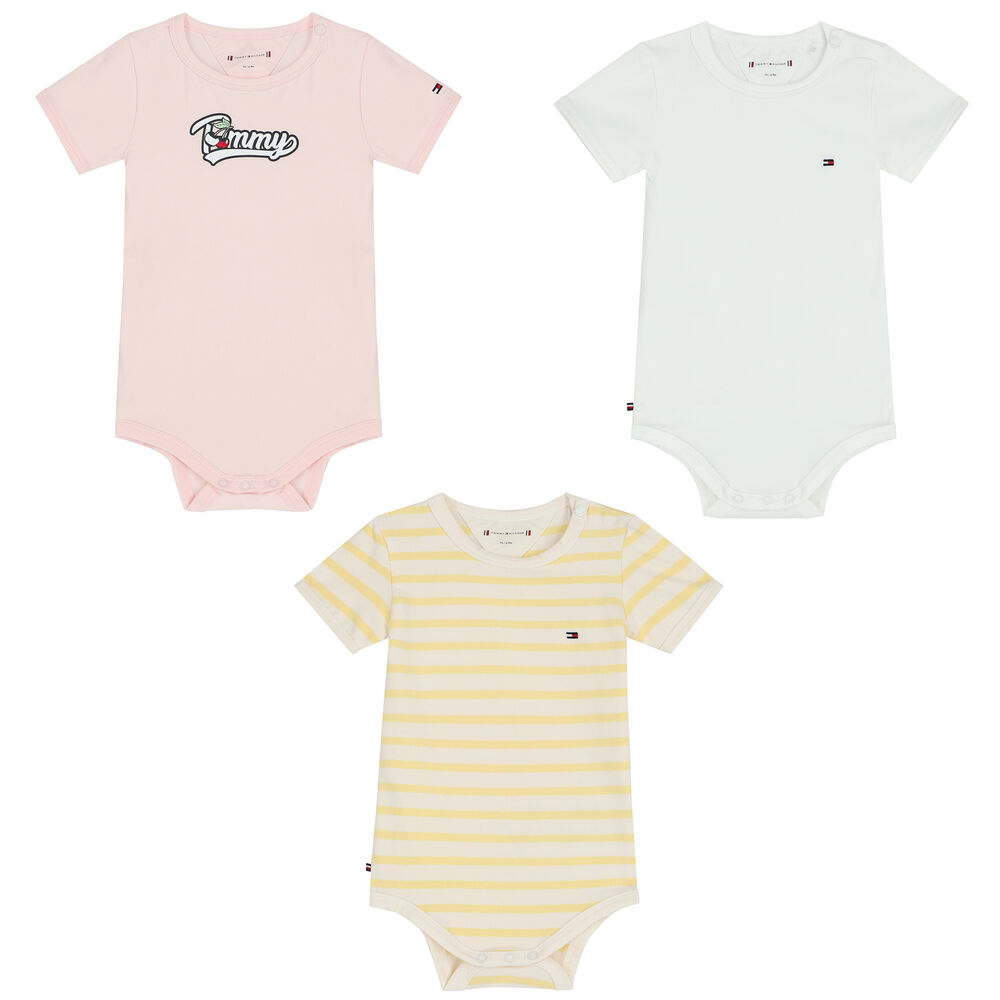 Tommy Hilfiger Baby Girls Multi-Colored Logo Bodysuits (3-Pack) Junior Couture USA