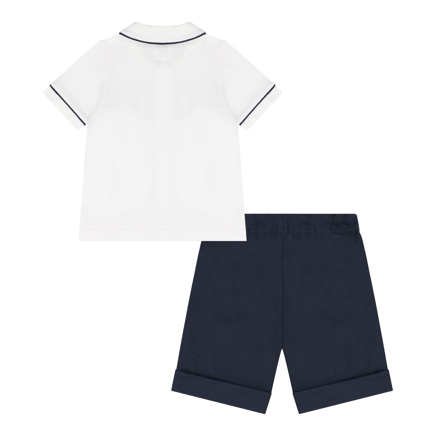 Baby Boys White & Navy Blue Shorts Set, 1, hi-res image number null