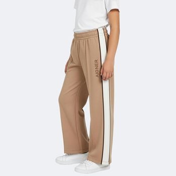 Girls Beige & Ivory Logo Trousers
