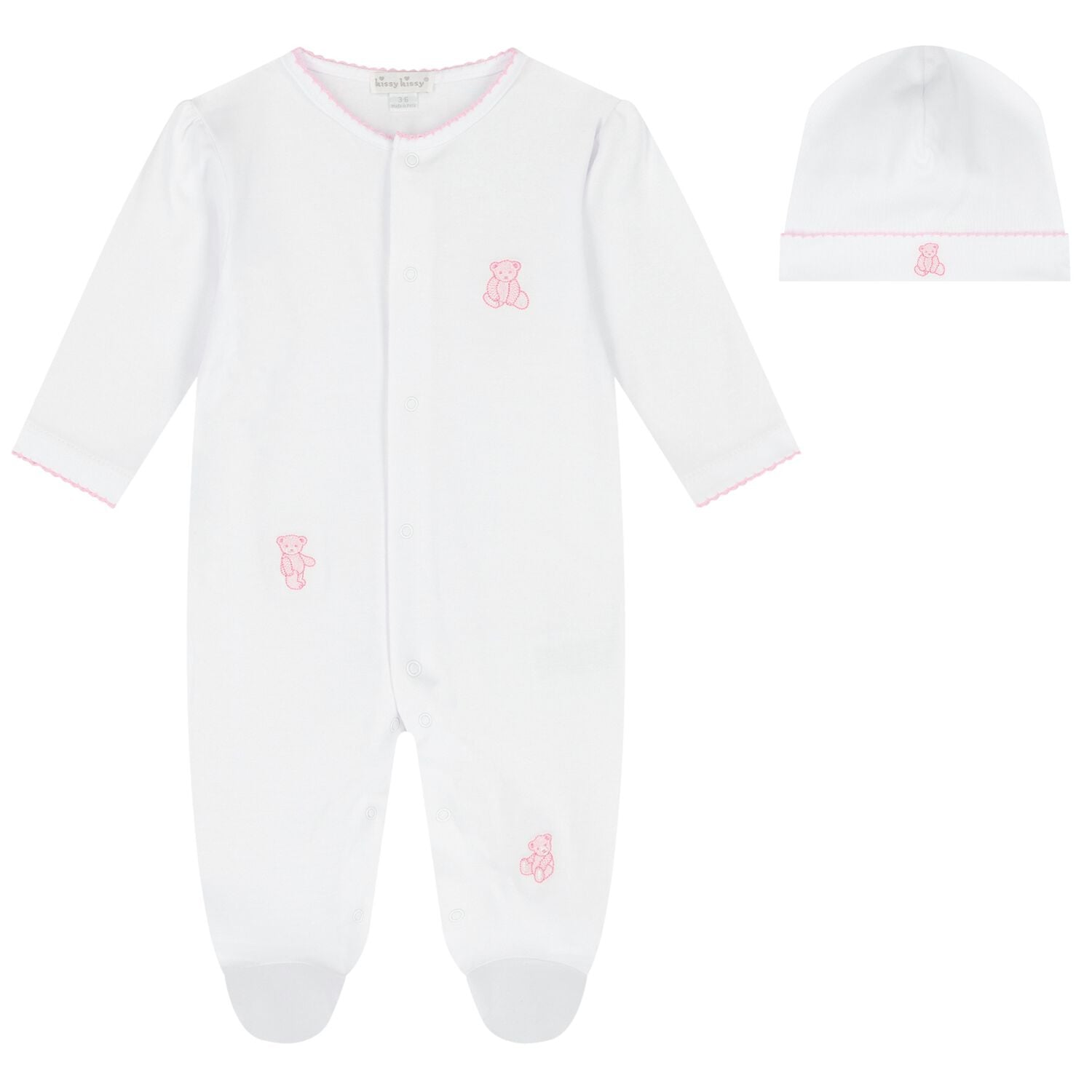 Baby Girls White & Pink Teddy Bear Babygrow Gift Set, 1, hi-res