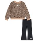 طقم ليجنز بالشعار باللون البيج والأسود للبنات, 1, hi-res