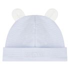 Baby Boys Blue Embroidered Hat, 1, hi-res
