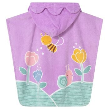 Younger Girls Lilac Striped Hooded Towel