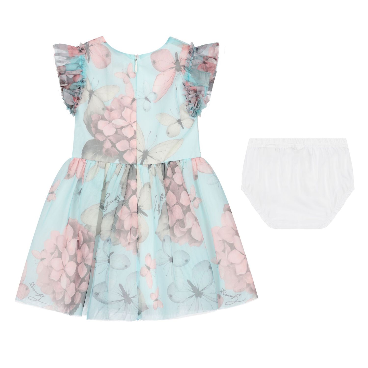 Younger Girls Aqua Blue Tulle Dress Set, 1, hi-res image number null