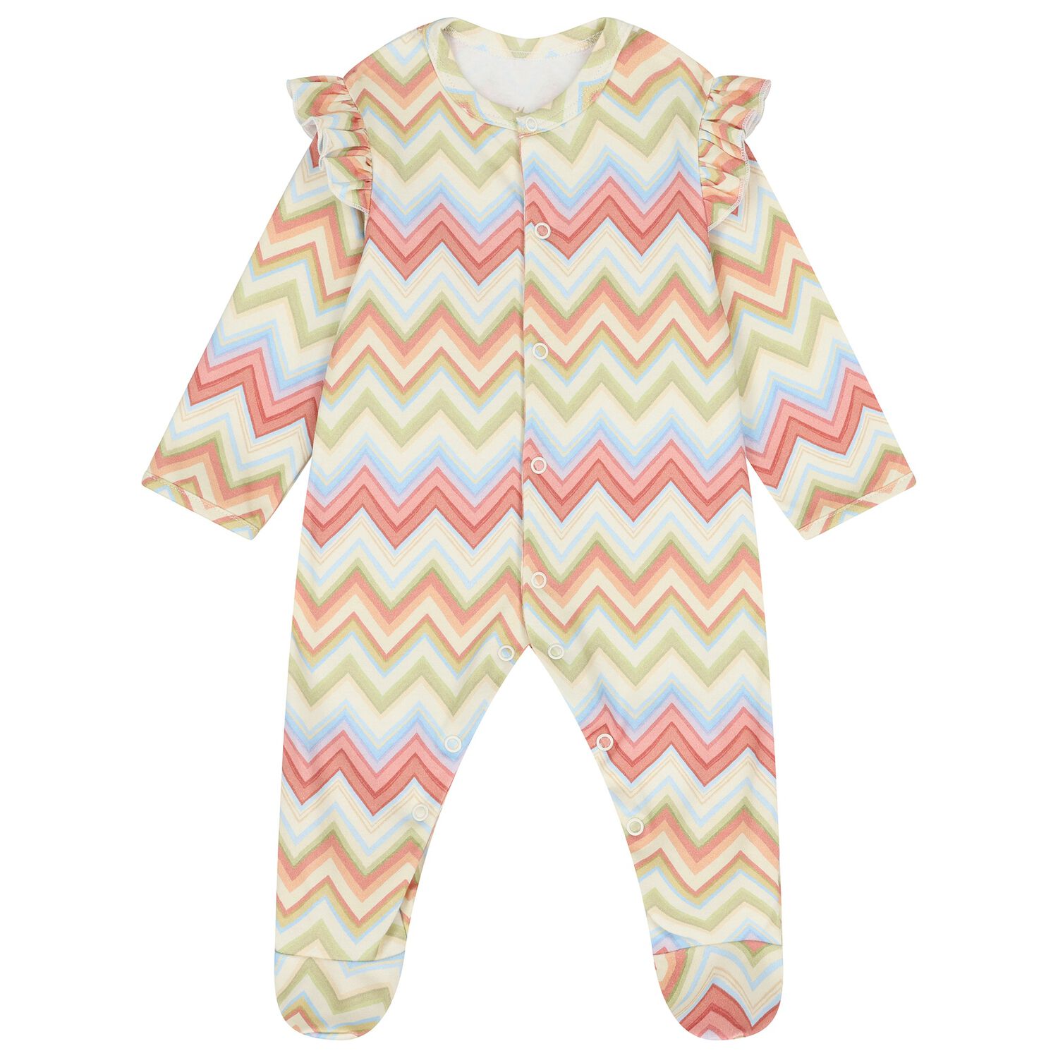 Baby Girls Multi-Coloured Zig Zag Babygrow, 1, hi-res