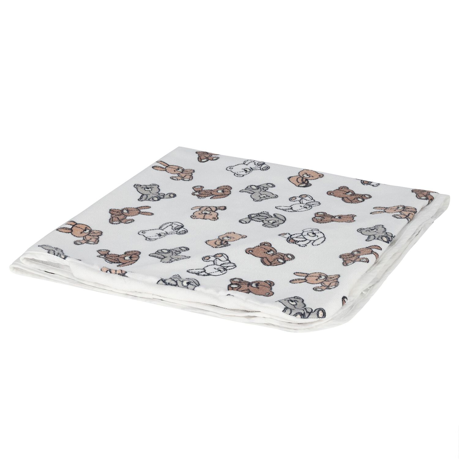 منشفة بطبعة دب تيدي وأرنب باللون الأبيض, 1, hi-res