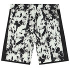 Boys Black & Ivory Logo Shorts, 1, hi-res