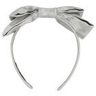 Girls Metallic Silver Bow Headband, 1, hi-res