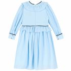 Girls Blue Embellished Frill Dress, 1, hi-res