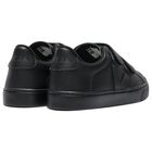 Boys Black Logo Leather Trainers, 1, hi-res