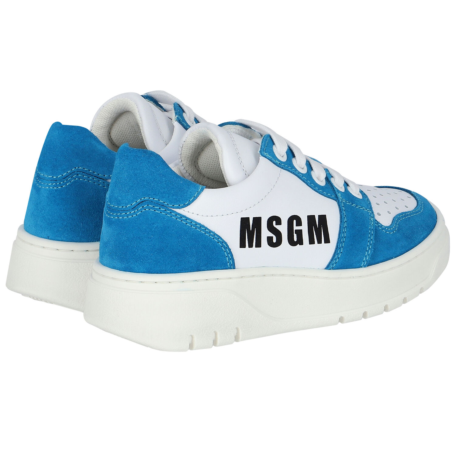 White & Blue Logo Trainers, 1, hi-res image number null