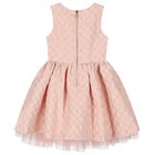 Girls Pink Jacquard Flower Dress, 2, hi-res