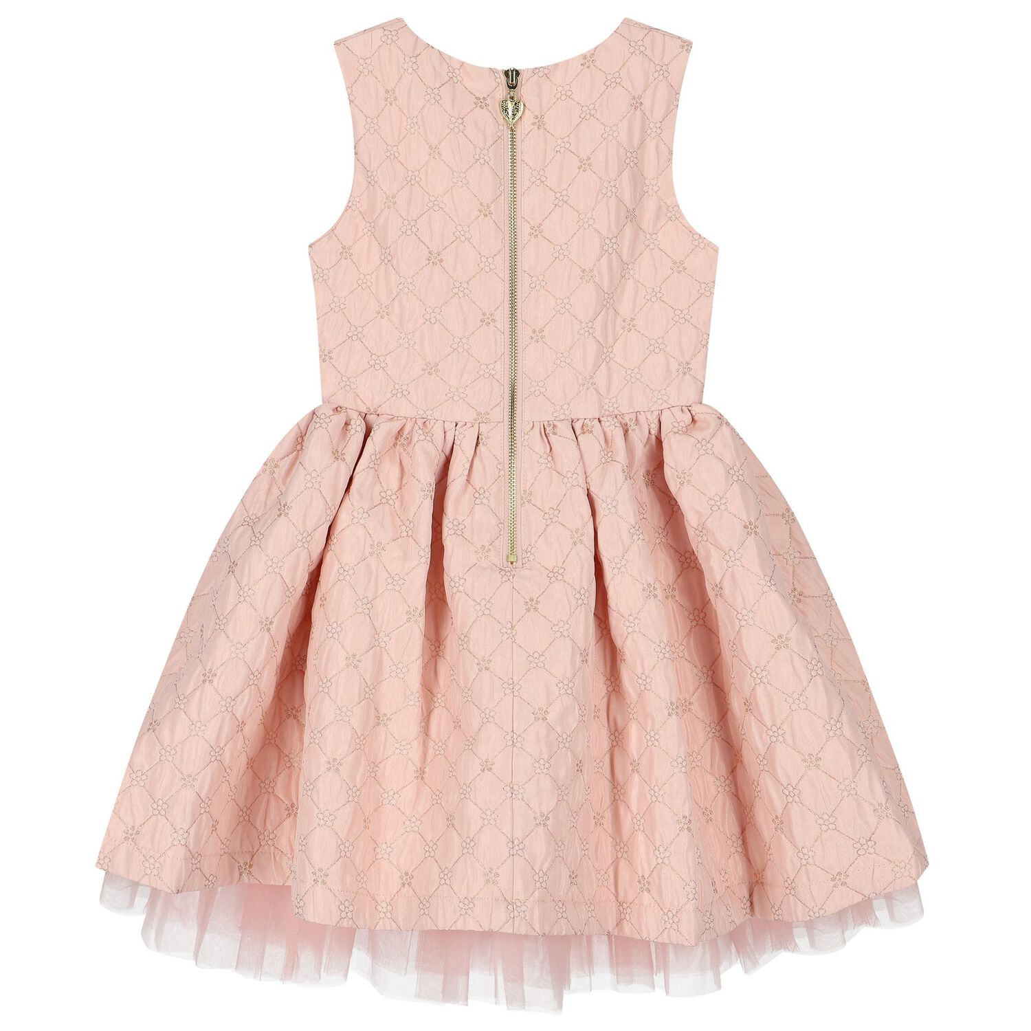 Girls Pink Jacquard Flower Dress, 2, hi-res image number null
