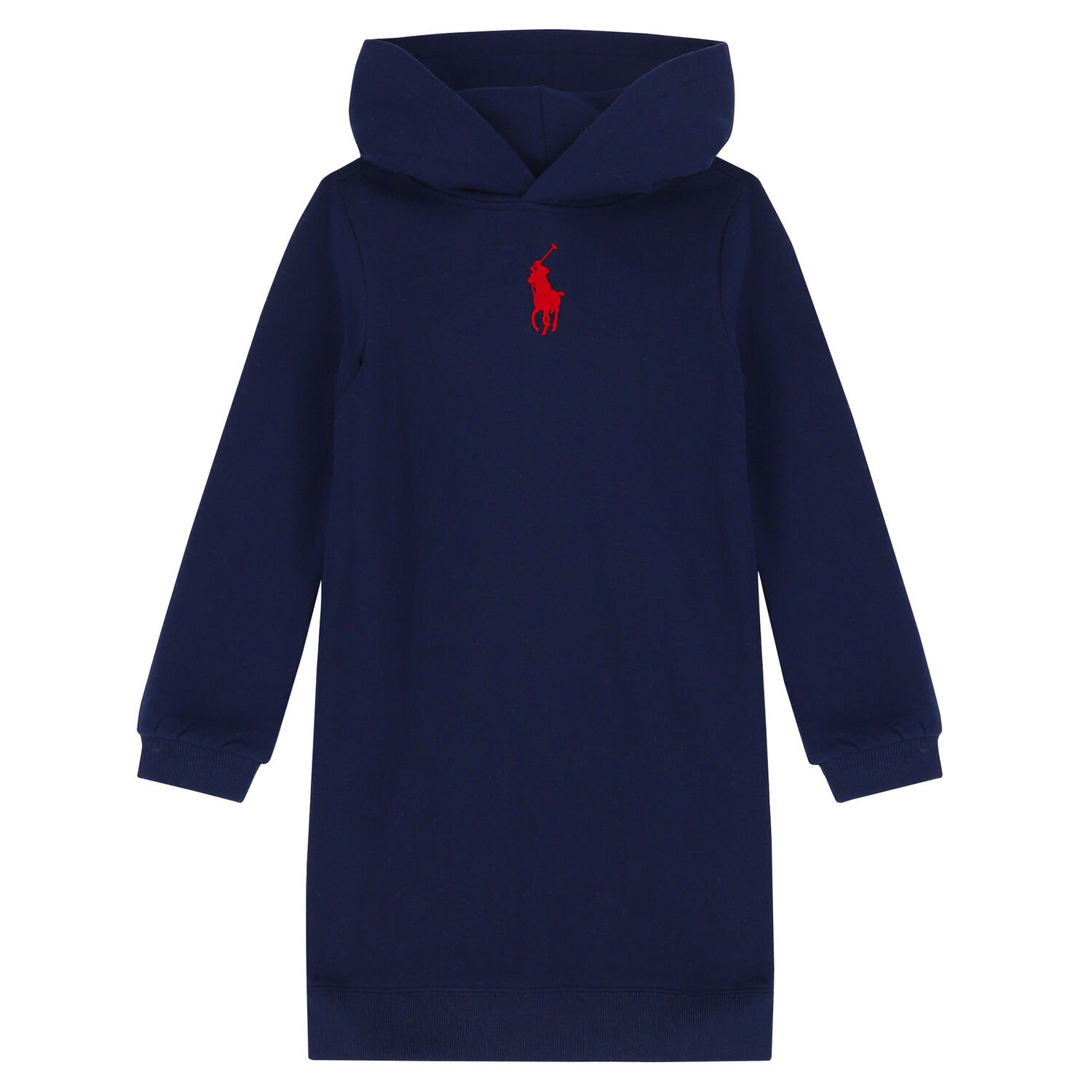 Girls Navy Logo Hooded Dress, 1, hi-res image number null