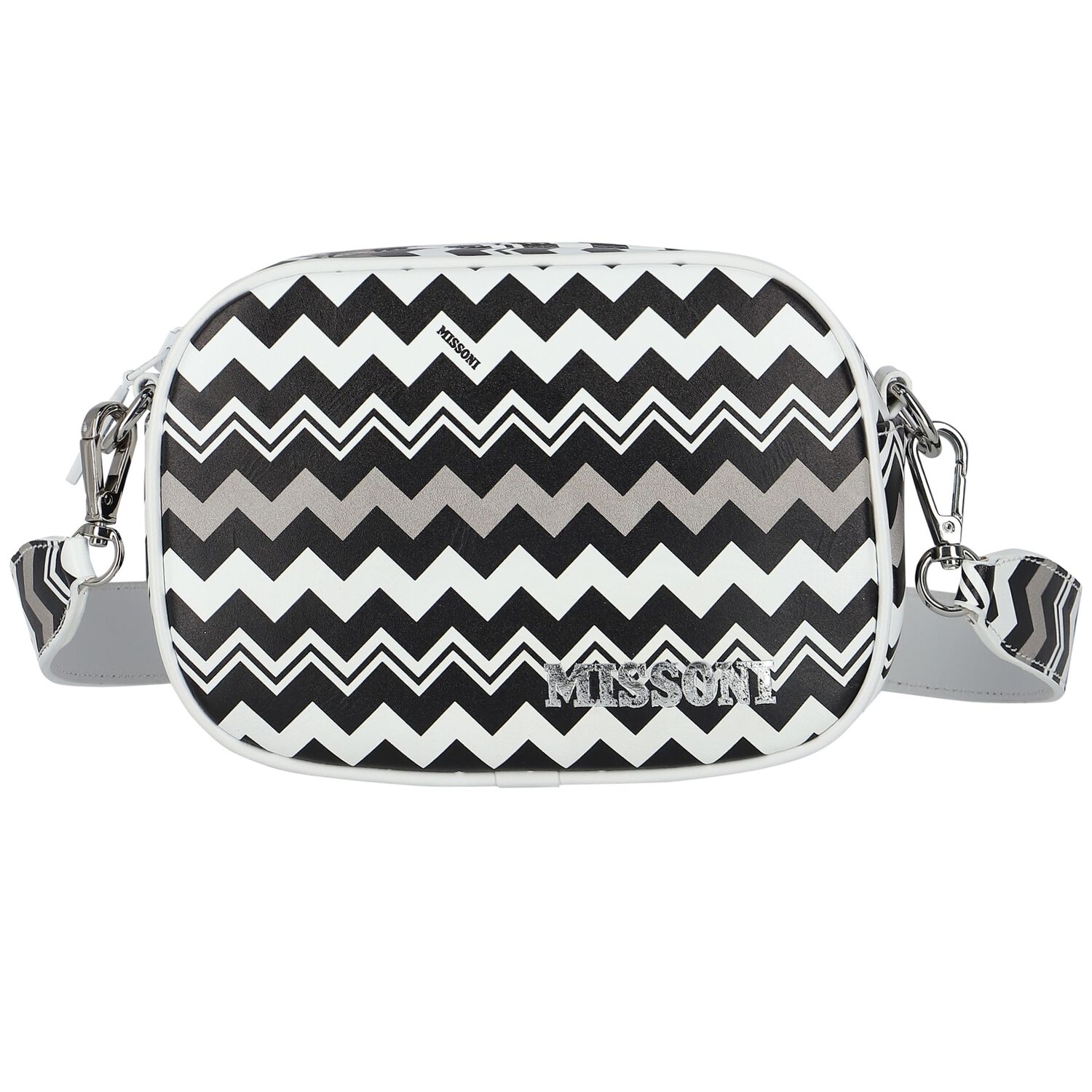 Girls Black & White Logo Zigzag Shoulder Bag, 2, hi-res image number null
