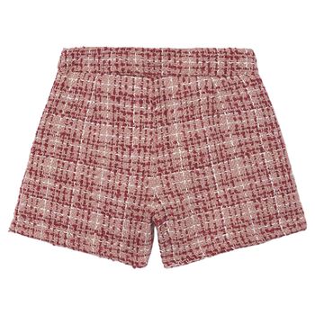 Girls Pink & Red Tweed Shorts