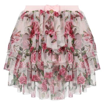 Girls Pink Rose Tulle Skirt