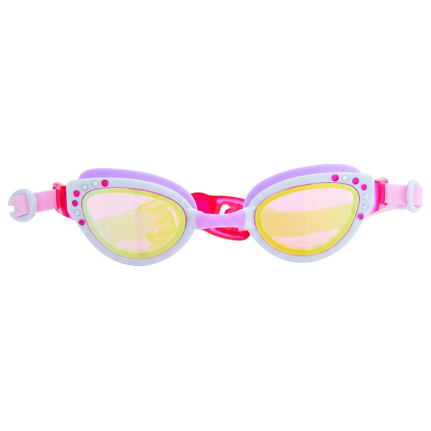 Girls White & Purple Cat Eye Swimming Goggles, 1, hi-res