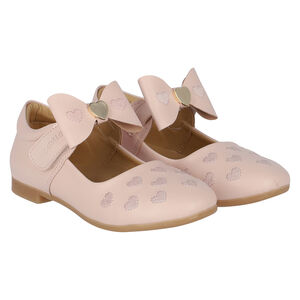 Girls Pink Hearts Ballerina Shoes