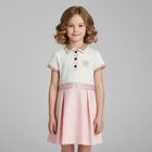 Girls Ivory & Pink Logo Polo Dress, 2, hi-res