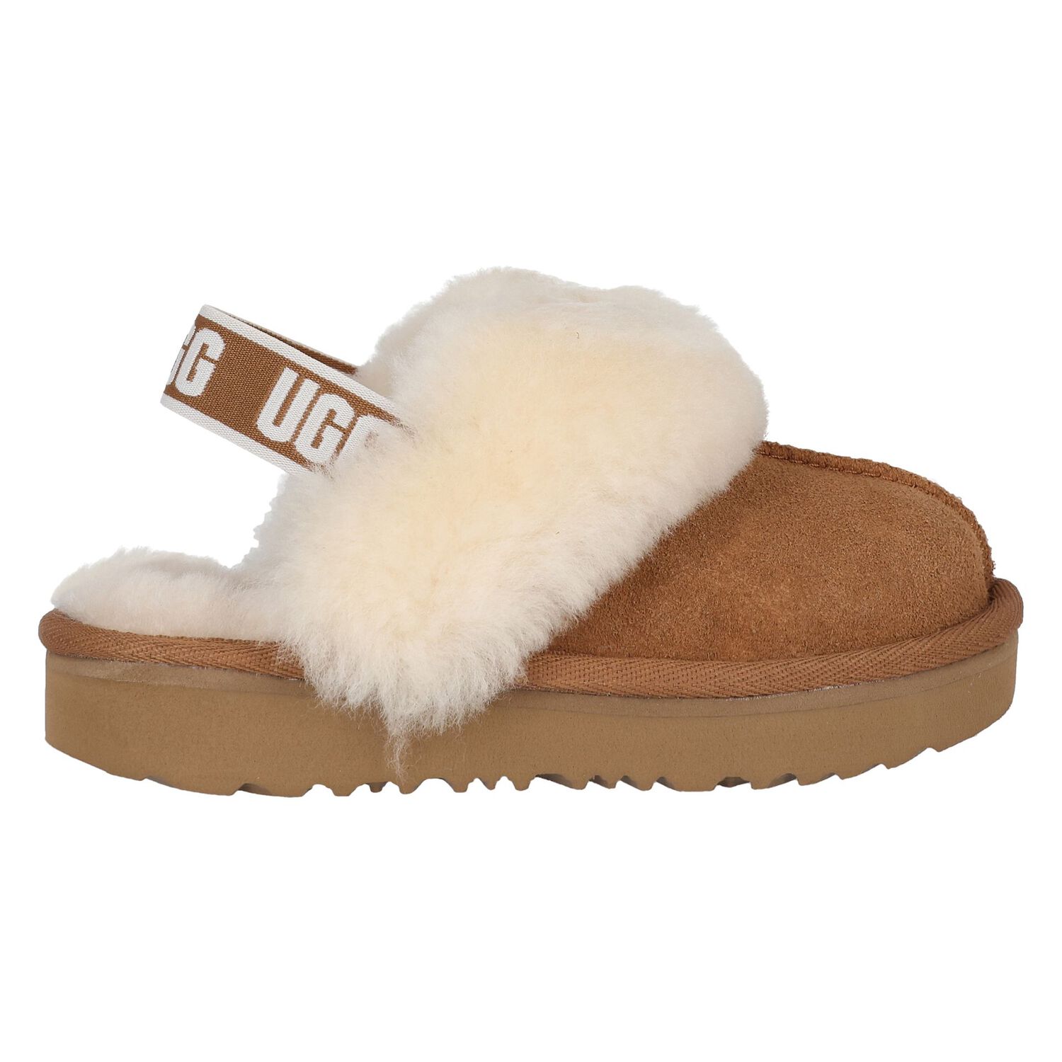 Younger Girls Chestnut Brown Funkette Suede Slippers, 1, hi-res