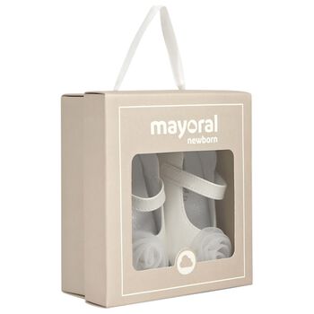 Baby Girls White Flower Pre Walker Shoes, 1 Baby Girls White Flower Pre Walker Shoes