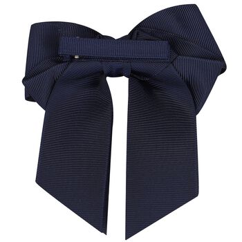 Girls Navy Blue Ribbon Bow Hair Clip