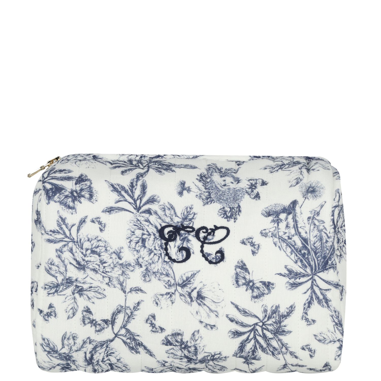 Ivory & Navy Blue Toile De Jouy Wash Bag, 2, hi-res