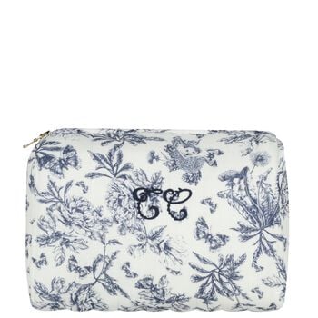 Ivory & Navy Blue Toile De Jouy Wash Bag