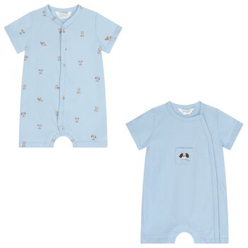 Baby Boys Blue Puppy Romper ( 2-Pack )