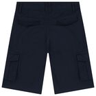 Boys Navy Blue Logo Shorts, 1, hi-res
