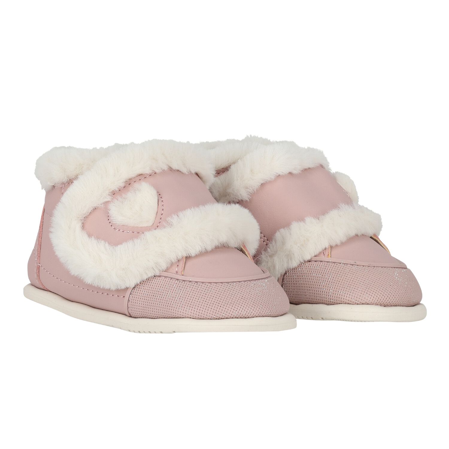 Baby Girls Pink Fur Faux Trainers, 1, hi-res image number null