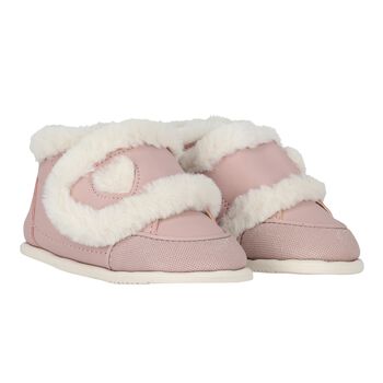 Baby Girls Pink Fur Faux Trainers