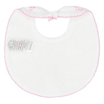 Baby Girls White & Pink Giraffe Bib