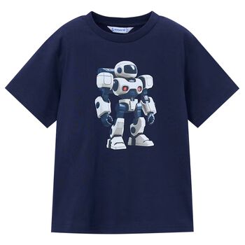 Boys Navy Blue Robot T-Shirt