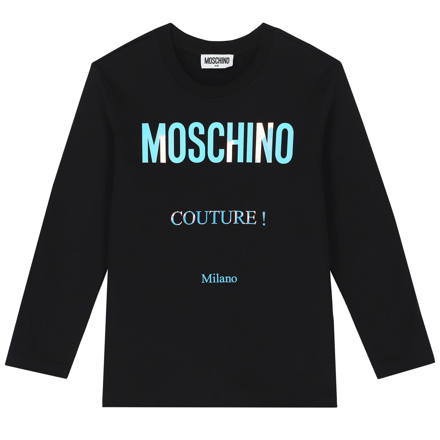 توب بأكمام طويلة بالشعار باللون الأسود للأولاد, 1, hi-res image number null