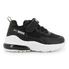 Boys Black Logo Trainers, 1, hi-res
