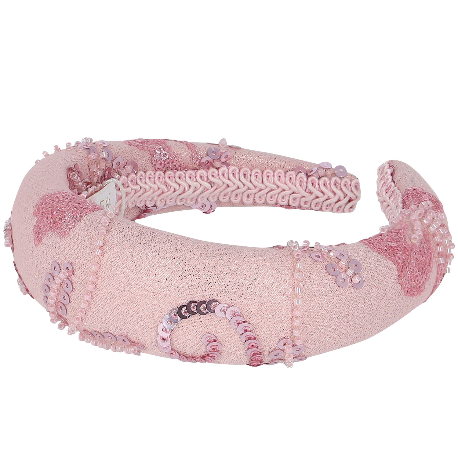 Girls Pink Floral Sequins & Beads Headband, 1, hi-res image number null