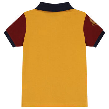 Boys Navy Blue & Yellow Logo Polo Shirt