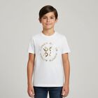 Boys White & Gold Logo T-Shirt, 1, hi-res