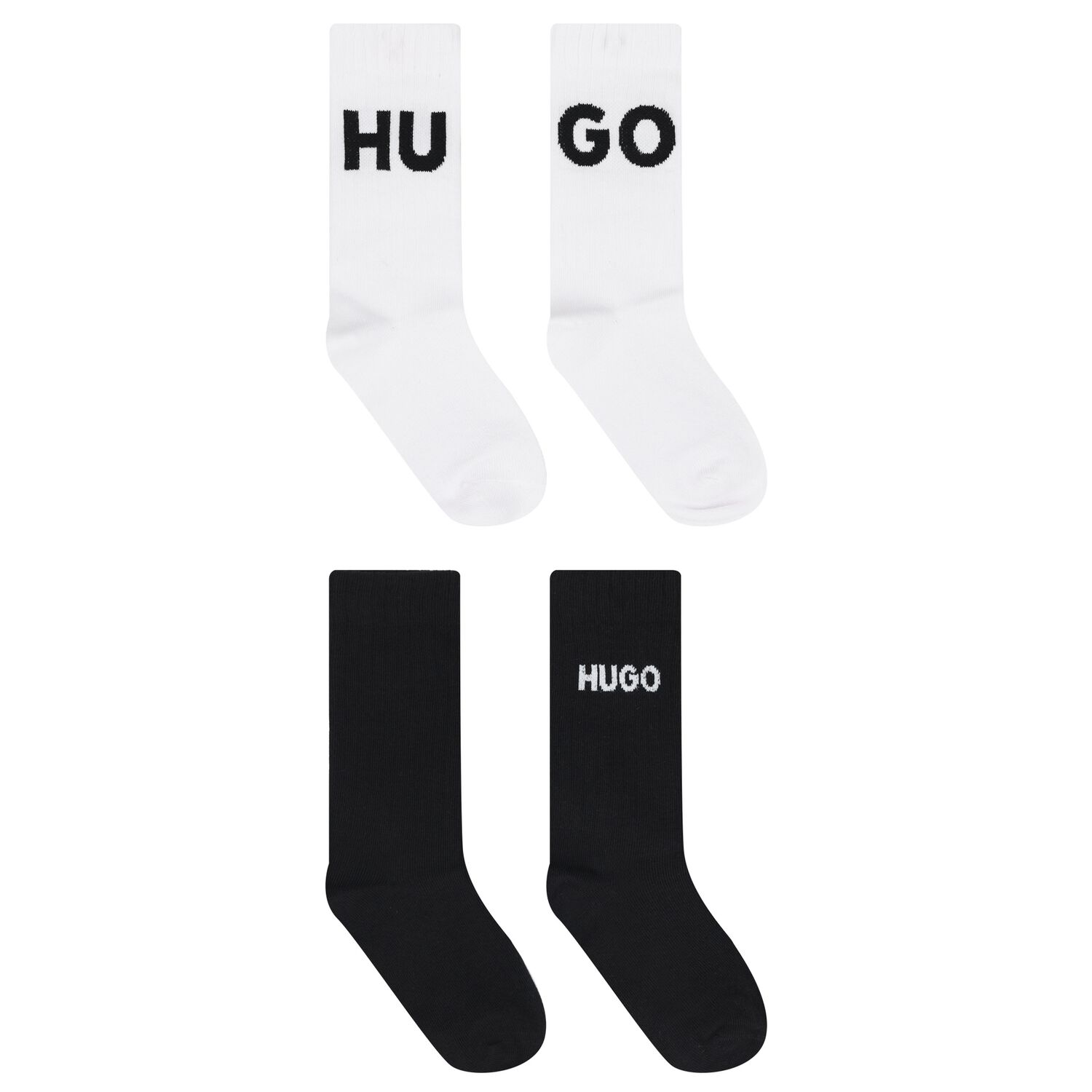 Boys Black & White Logo Socks (2 Pack), 1, hi-res image number null