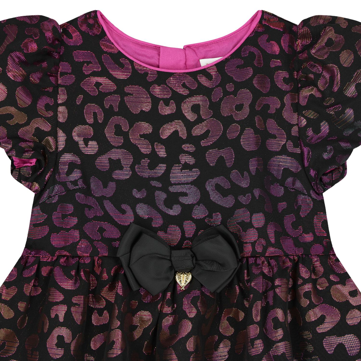 فستان بنات مكشكش باللون الأسود , 1, hi-res