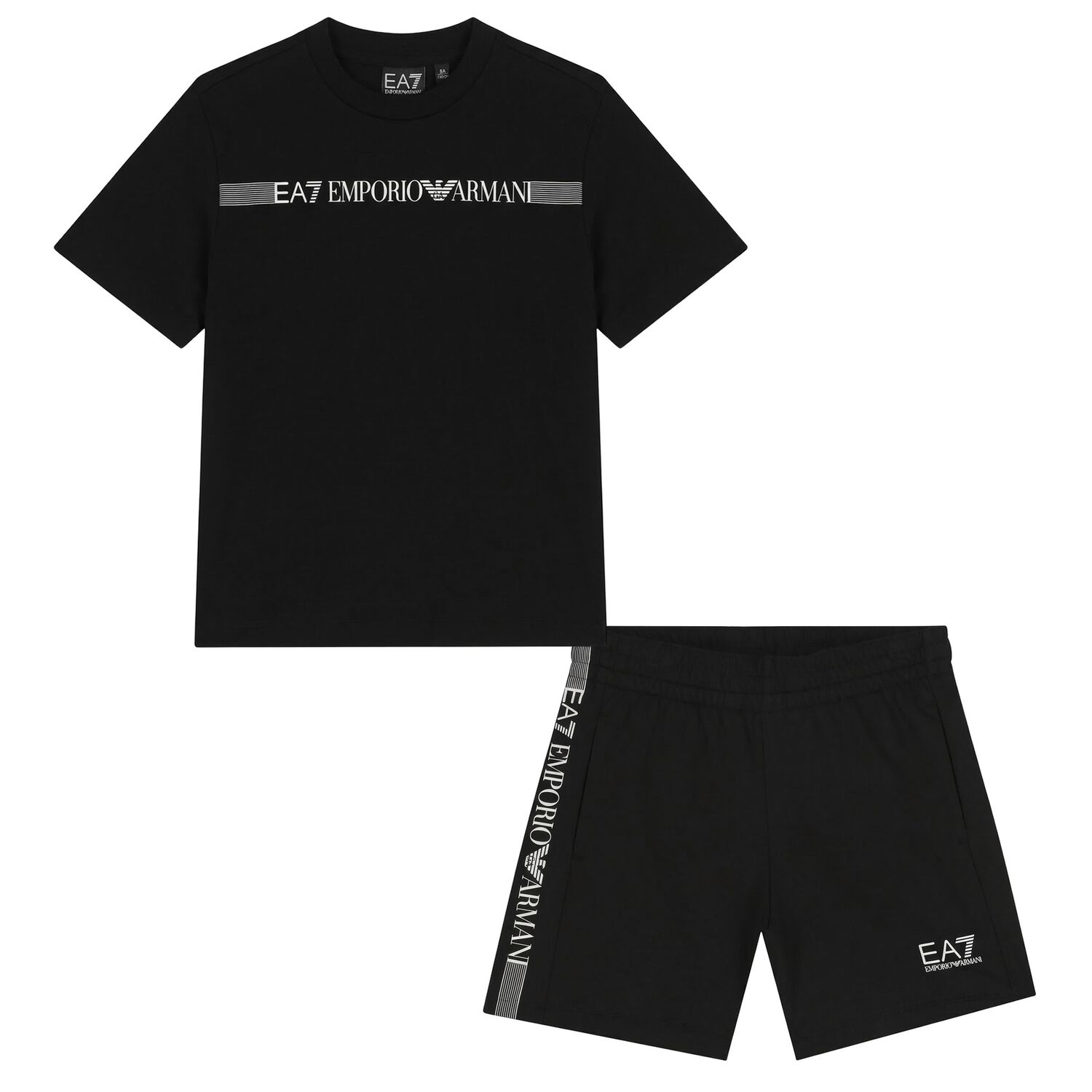 Boys Black Logo Shorts Set, 5, hi-res