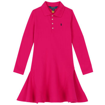 Girls Pink Logo Polo Dress
