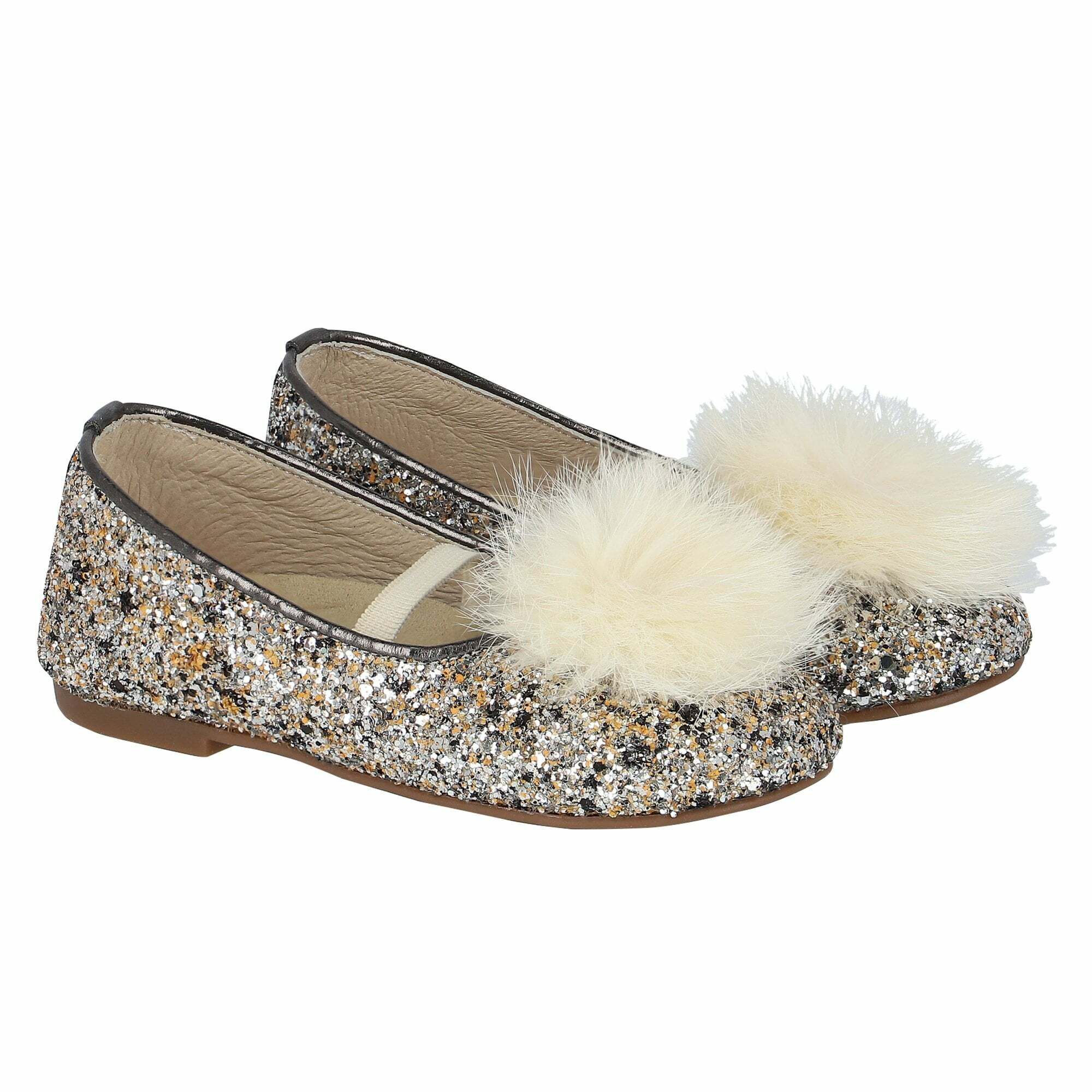 Babywalker Girls Silver Embellished Ballerina Shoes Junior Couture