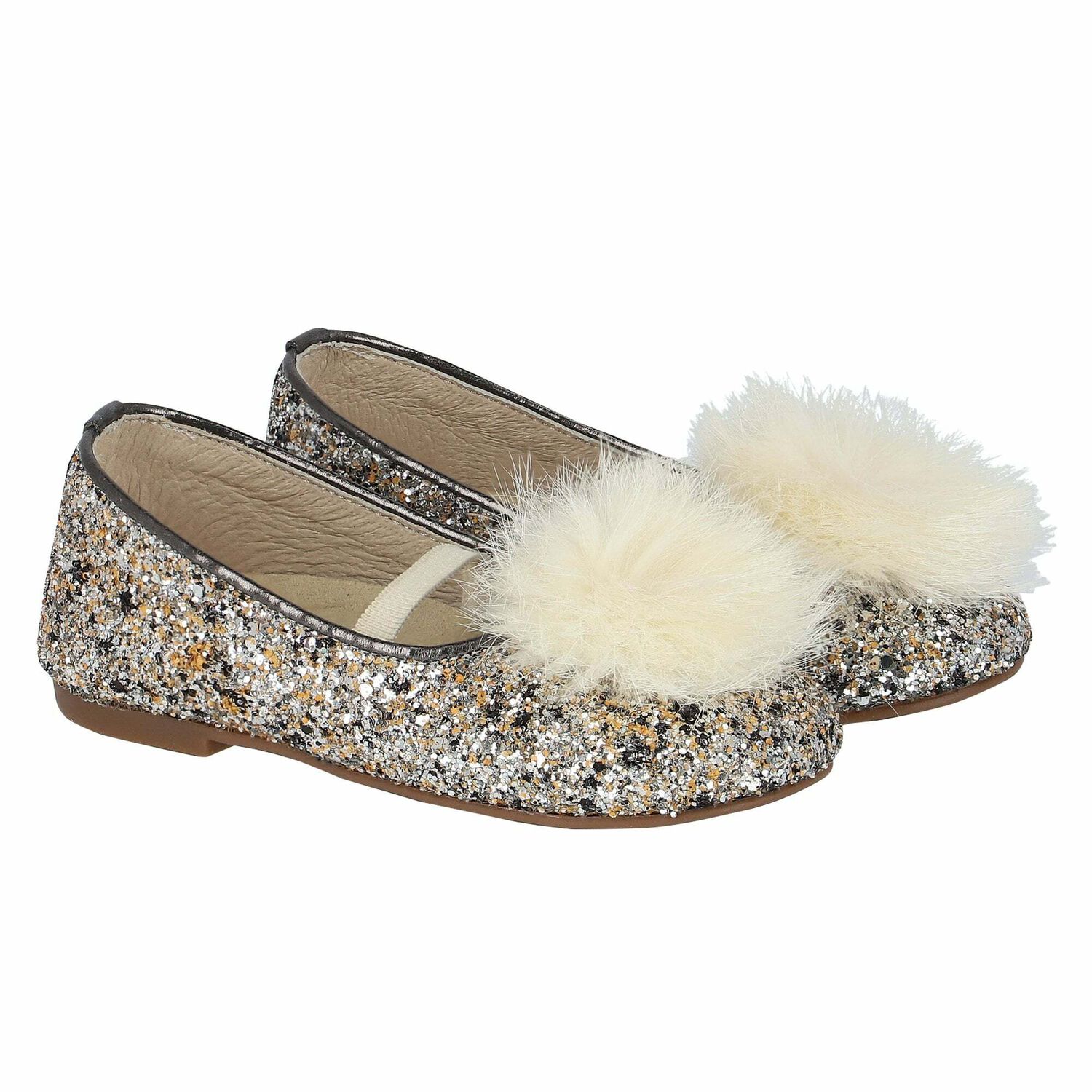 Girls Silver Embellished Ballerina Shoes, 1, hi-res image number null