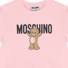 Girls Pink Teddy Bear Logo Dress, 2, hi-res