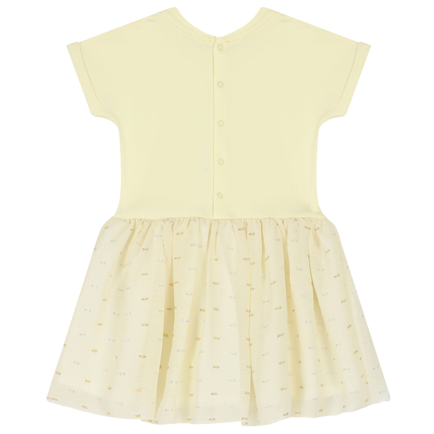 Younger Girls Yellow Bow Chiffon Dress, 2, hi-res