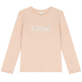 Girls Pink Logo Long Sleeve Top