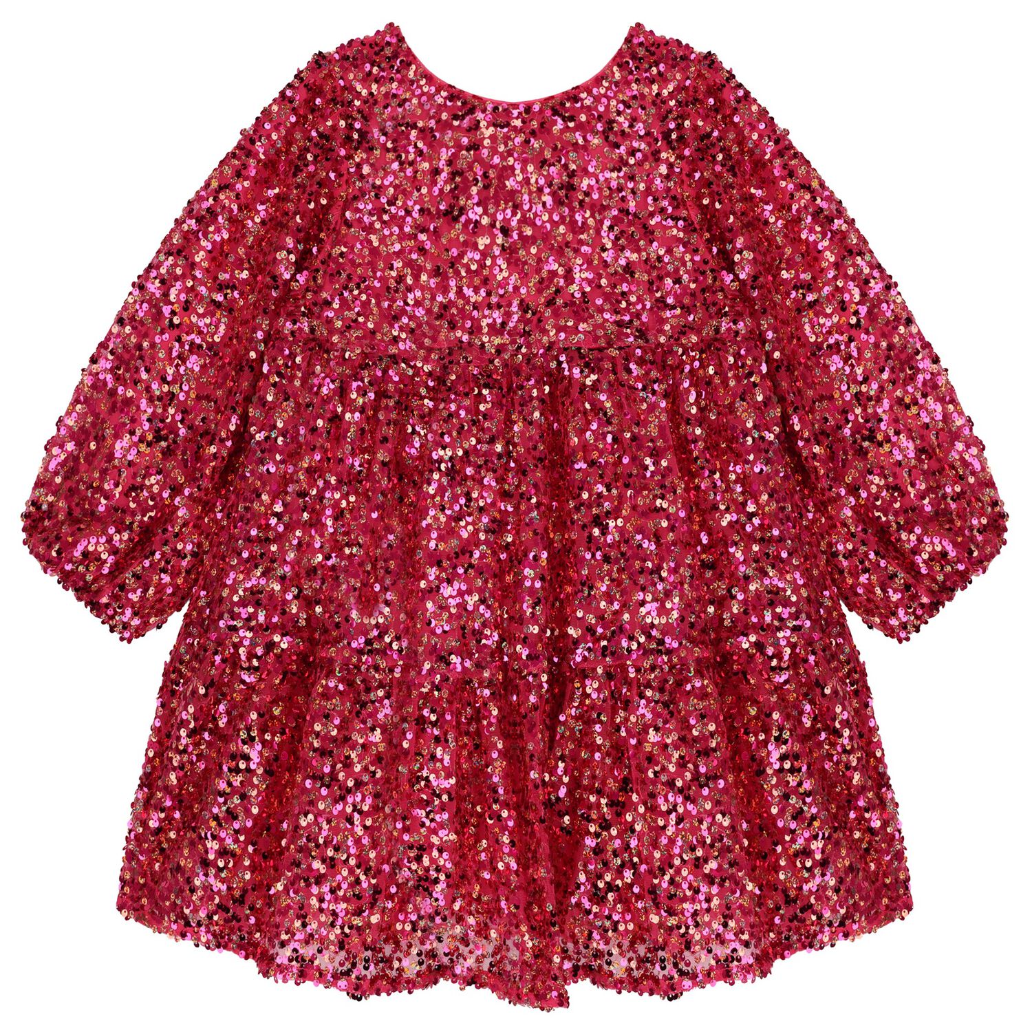 Girls Red Sequin Tulle Dress, 1, hi-res